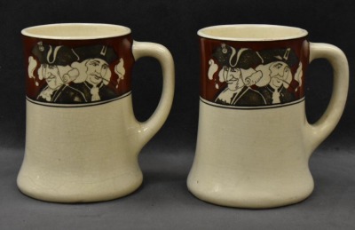 Roseville Creamware (Quaker) 11.5" tankard and (4) 4.5" mugs - 9