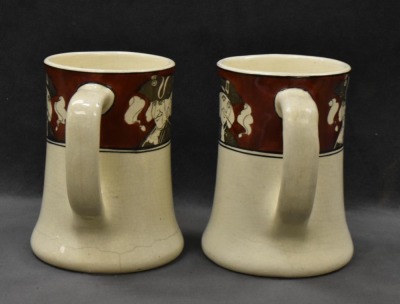 Roseville Creamware (Quaker) 11.5" tankard and (4) 4.5" mugs - 10