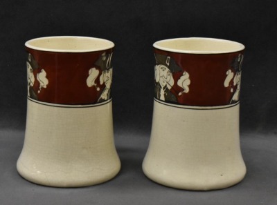 Roseville Creamware (Quaker) 11.5" tankard and (4) 4.5" mugs - 12