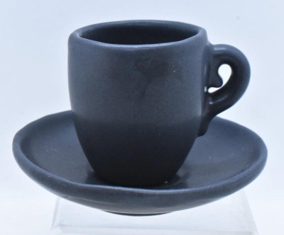 Van Briggle 2.5"h cup and saucer, black - 2