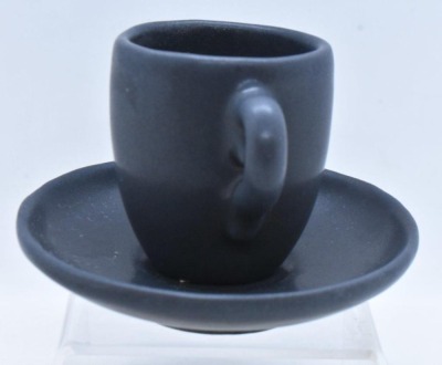 Van Briggle 2.5"h cup and saucer, black - 3