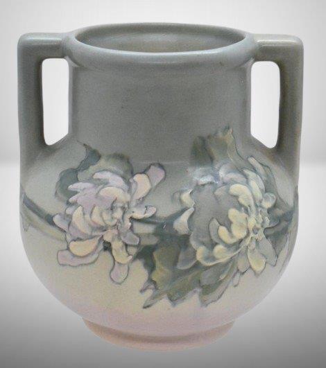 Weller Hudson 6" floral vase, artist initialed by Sarah Timberlake