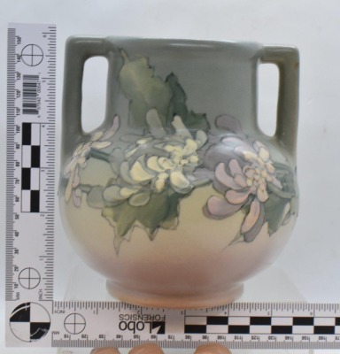 Weller Hudson 6" floral vase, artist initialed by Sarah Timberlake - 4