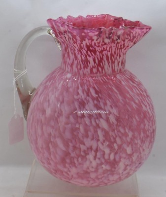 Victorian pink and white Spatter glass 8.5" pitcher - 3