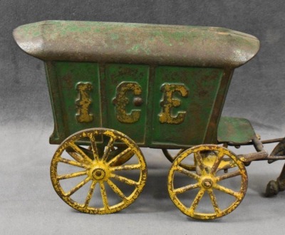 Kenton Cast Iron horse-drawn "Ice" wagon, 13"l - 2