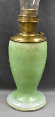 Aladdin Model 12 glass kerosene lamp, Style 1243 Green Venetian Art-Craft, clear w/ green finish inside, 11"t - 6