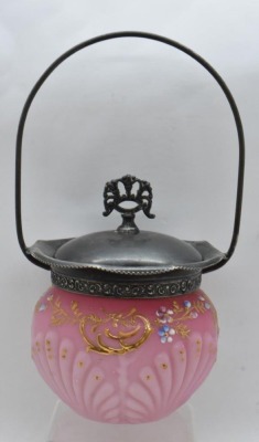 Consolidated Glass pink satin enameled Shell and Seaweed sweetmeat - 4