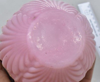 Consolidated Glass pink satin enameled Shell and Seaweed sweetmeat - 6