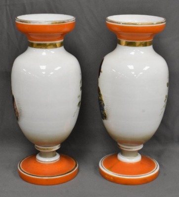 (2) Victorian Bristol 13"h portrait vases - 4