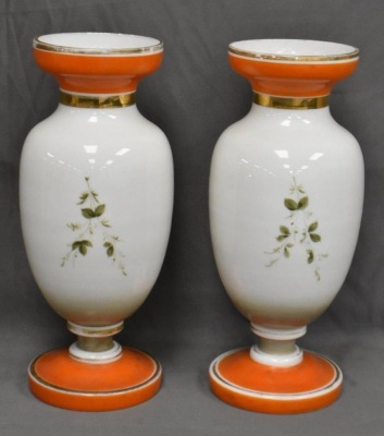 (2) Victorian Bristol 13"h portrait vases - 5