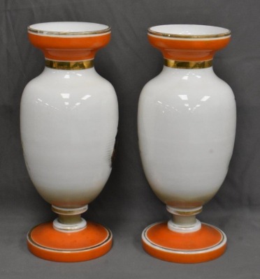 (2) Victorian Bristol 13"h portrait vases - 6