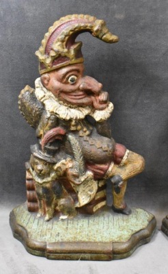 Cast Iron Punch and Judy door stops, 12"t - 2