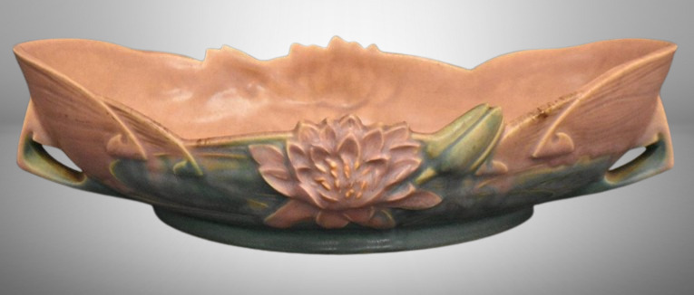 Roseville Water Lily 443-12" console bowl, pink