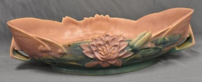 Roseville Water Lily 443-12" console bowl, pink - 3