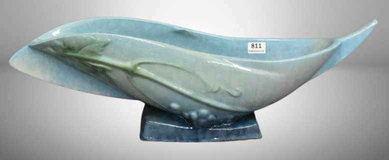 Roseville Wincraft 228-12" console bowl, turquoise/ blue