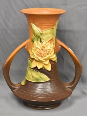 Roseville Water Lily 80-10" vase, brown - 3