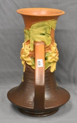 Roseville Water Lily 80-10" vase, brown - 4