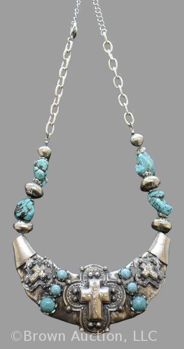 Navajo turquoise and cross necklace