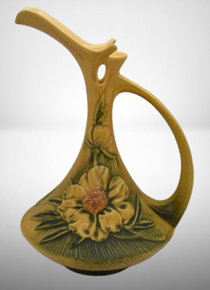 Roseville Peony 8-10" ewer, yellow