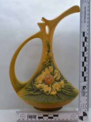 Roseville Peony 8-10" ewer, yellow - 3