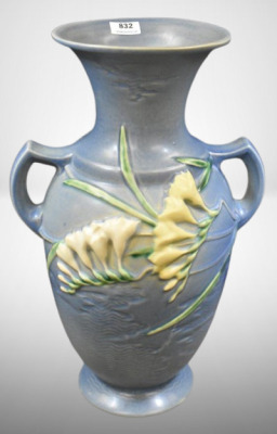 Roseville Freesia 127-12" vase, blue