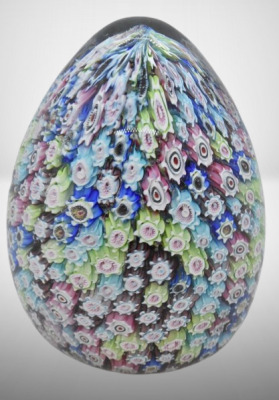 Murano Glass Millefiori 5" egg-shaped paperweight