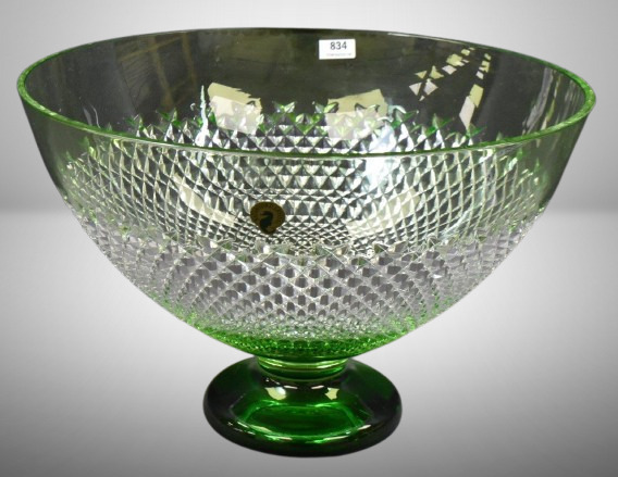 Waterford Alana Prestige green centerpiece/ punch bowl, 9"h x 13"d