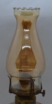 Marigold carnival-look Queen Anne No. 1 oil lamp, 5" - 3