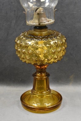 Amber kerosene lanp w/ embossed stars, 9" - 3