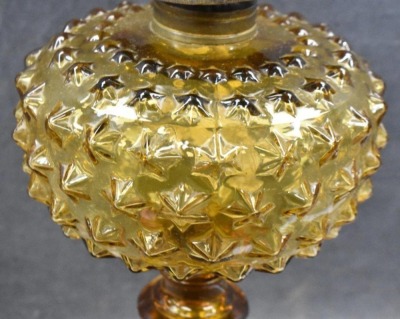 Amber kerosene lanp w/ embossed stars, 9" - 5