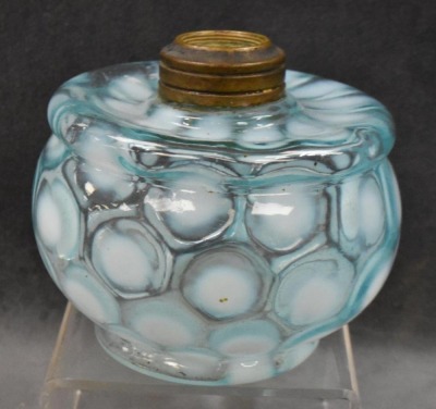 (2) Blue opalescent kerosene finger lamps - 3