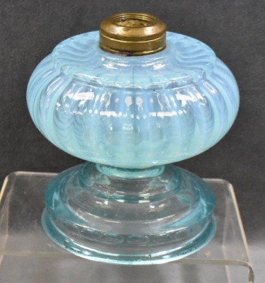 (2) Blue opalescent kerosene finger lamps - 7