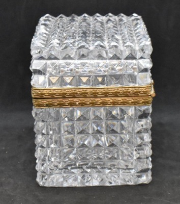 French faceted cut crystal casket jewelry box - 2