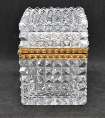 French faceted cut crystal casket jewelry box - 4