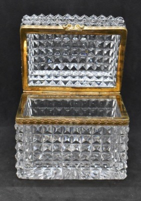 French faceted cut crystal casket jewelry box - 5