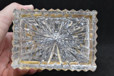 French faceted cut crystal casket jewelry box - 6