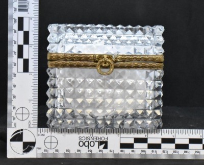 French faceted cut crystal casket jewelry box - 7