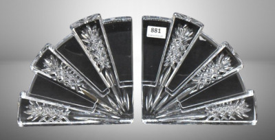 Pair of Waterford Crystal fan-shaped bookends, 5"h