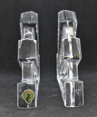 Pair of Waterford Crystal fan-shaped bookends, 5"h - 2