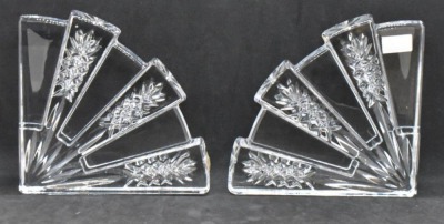 Pair of Waterford Crystal fan-shaped bookends, 5"h - 4