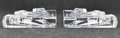 Pair of Waterford Crystal fan-shaped bookends, 5"h - 6