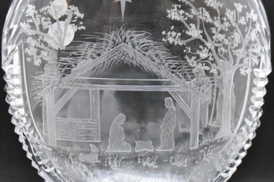 Waterford Nativity engraved crystal 8" vase - 2