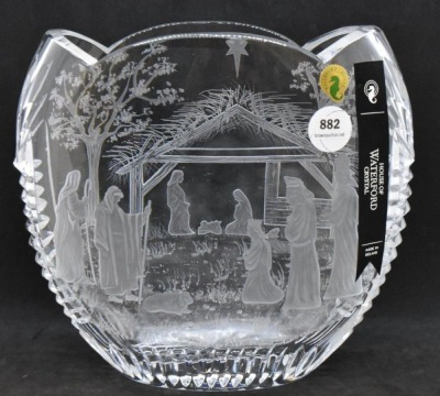 Waterford Nativity engraved crystal 8" vase - 4