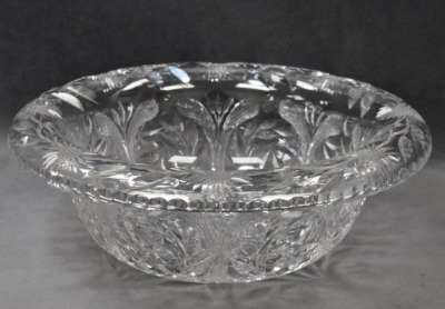 European Badash Crystal 3.5"h x 10"d heavily etched bowl, rolled rim - 5