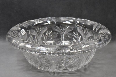 European Badash Crystal 3.5"h x 10"d heavily etched bowl, rolled rim - 6