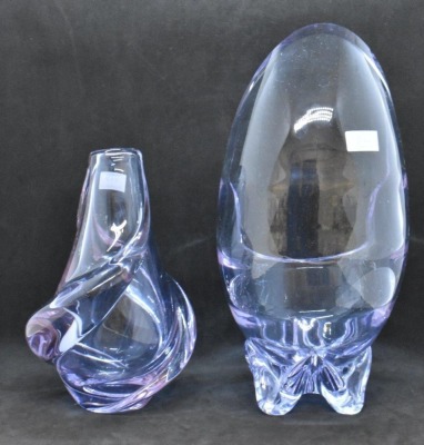 (2) Bohemian Abstract Art Glass vases, 6.5" and 10" - 3