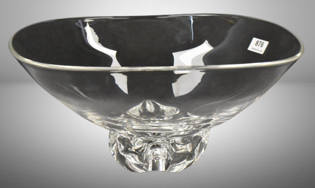 Signed Steuben 4.5"h x 9.5"d crystal pedestal bowl