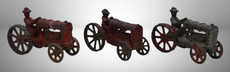 (3) Cast Iron miniature tractors