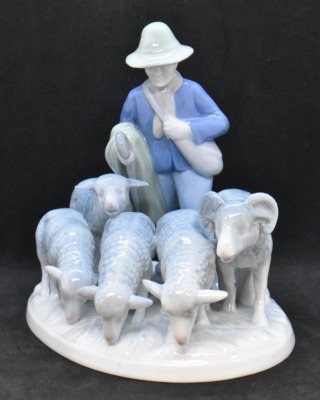 Gerold Porzellan Bavaria figurine of shepherd and sheep, #4903 - 2