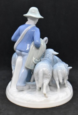 Gerold Porzellan Bavaria figurine of shepherd and sheep, #4903 - 4